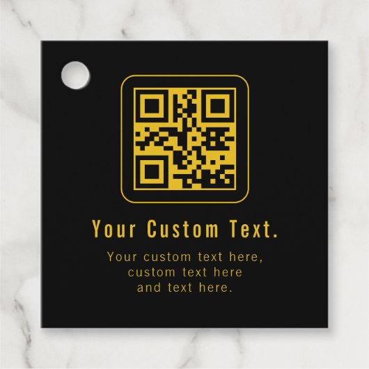 Editable QR Code & Text Template | Black & Gold フェイバータグ (正面)