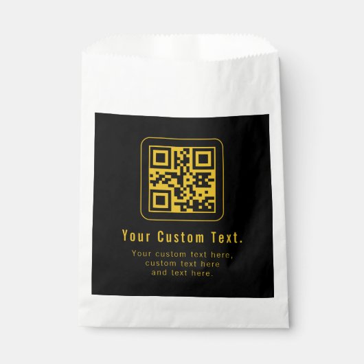 Editable QR Code & Text Template | Black & Gold フェイバーバッグ (正面)