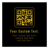 Editable QR Code & Text Template | Black & Gold ポスター (正面)