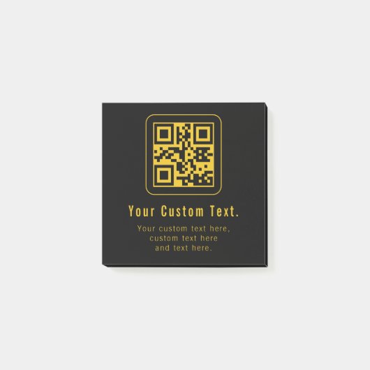 Editable QR Code & Text Template | Black & Gold ポストイット (正面)