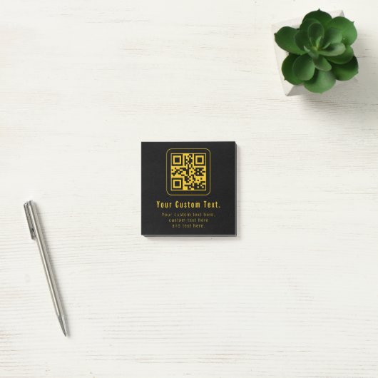 Editable QR Code & Text Template | Black & Gold ポストイット (オフィス)