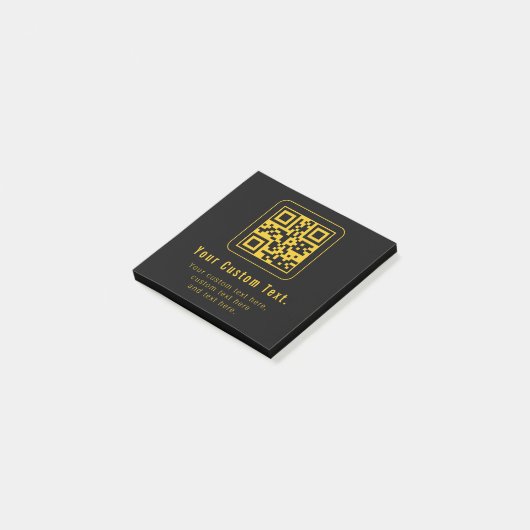 Editable QR Code & Text Template | Black & Gold ポストイット (アングル)