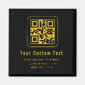 Editable QR Code & Text Template | Black & Gold マグネット (正面)