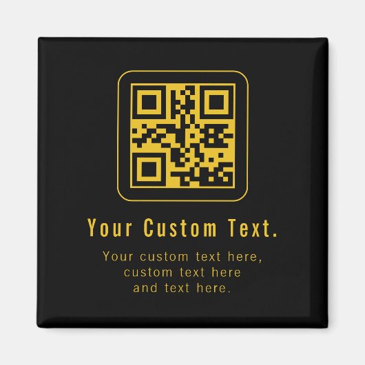 Editable QR Code & Text Template | Black & Gold マグネット (正面)