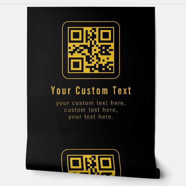 Editable QR Code & Text Template | Black & Gold 壁紙 (ほどく)