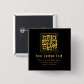 Editable QR Code & Text Template | Black & Gold 缶バッジ (正面&裏面)