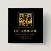 Editable QR Code & Text Template | Black & Gold 缶バッジ (正面)