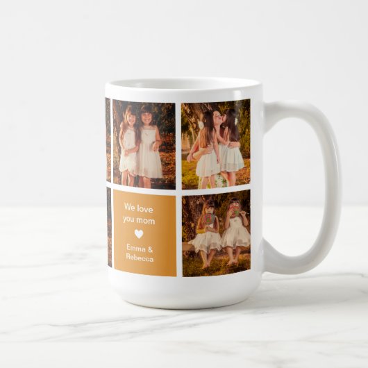 Editable Quote 8 Photos Mother's Day Orange Mug コーヒーマグカップ (右)
