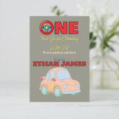 Editable Racing Boy 1st Birthday thank you card カード (スタンド正面)