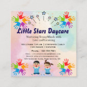 Editable Rainbow Handprint Nursery Card Design スクエア名刺 (正面)