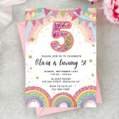 Editable Rainbow Sequin 5th Birthday Invitation 招待状
