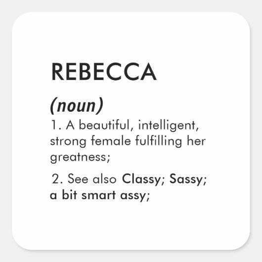 Editable Rebecca name definition, custom name スクエアシール (正面)