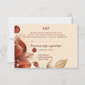 Editable Red Autumn Flowers RSVP Card (正面)