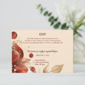 Editable Red Autumn Flowers RSVP Card (スタンド正面)