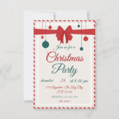 Editable Red Bow Holiday Gathering Invitation  招待状 (正面)