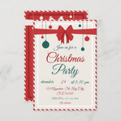 Editable Red Bow Holiday Gathering Invitation  招待状 (正面/裏面)