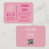 Editable Retro Pink Cute Thank You Note Card エンクロージャーカード (正面/裏面)
