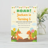 Editable Roarsome Dinosaur Birthday Invitation 招待状 (スタンド正面)