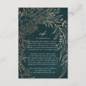 Editable Romantic Flower Wreath Emerald Gold Foil エンクロージャーカード (正面)