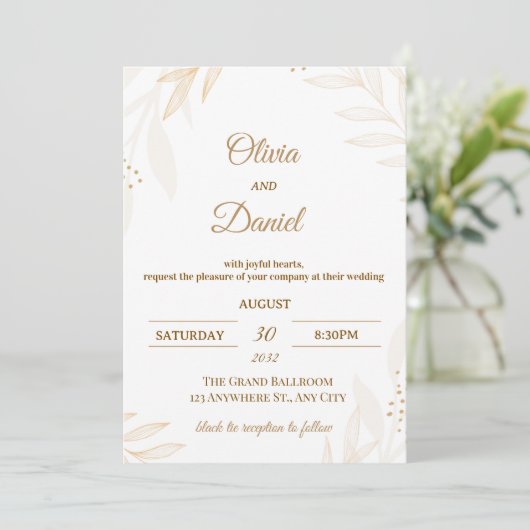 Editable Romantic Wedding Invitation  招待状 (スタンド正面)