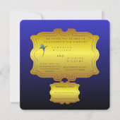 Editable Royal Blue Elegant Wedding Invite | Custo 招待状 (正面)