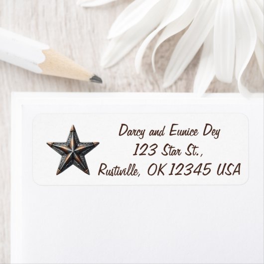 Editable Rustic Star Return Address ラベル (インサイチュ)