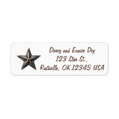 Editable Rustic Star Return Address ラベル (正面)