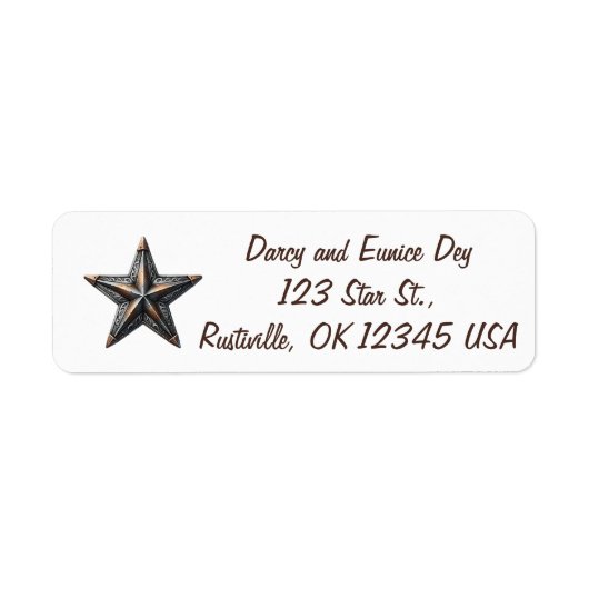 Editable Rustic Star Return Address ラベル (正面)