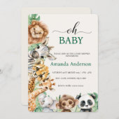 Editable Safari Baby Shower Invitation Template 招待状 (正面/裏面)