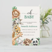 Editable Safari Baby Shower Invitation Template 招待状 (スタンド正面)