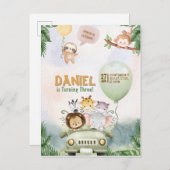 Editable Safari Birthday Invitation インビテーションポストカード (正面/裏面)