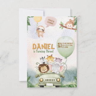Editable Safari Birthday Invitation 招待状