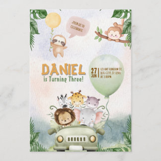 Editable Safari Birthday Invitation 招待状