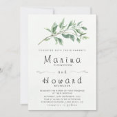 Editable Sage Green Botanical Wedding Invitation  招待状 (正面)