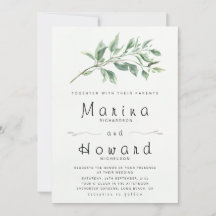 Editable Sage Green Botanical Wedding Invitation 