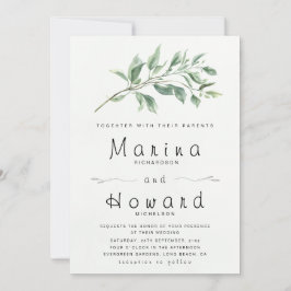 Editable Sage Green Botanical Wedding Invitation  招待状