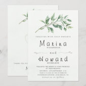 Editable Sage Green Botanical Wedding Invitation  招待状 (正面/裏面)