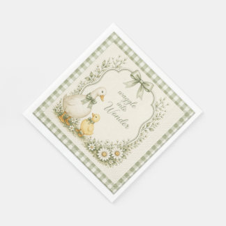 Editable Sage Green Floral vintage duck theme  スタンダードランチョンナプキン