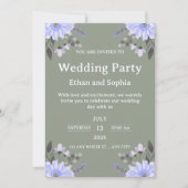 Editable Sage Green Floral Wedding Invitation 招待状 (正面)