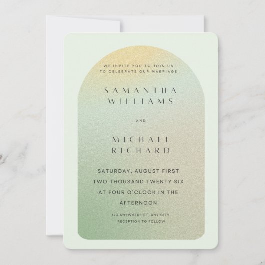Editable Sage Green Modern Wedding Invite | Elegan 招待状 (正面)