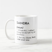 Editable Sandra name definition, custom name コーヒーマグカップ (左)