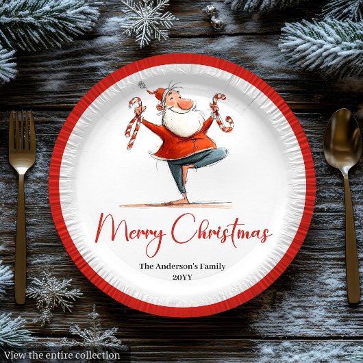 Editable Santa Claus Humor Christmas Paper Plates ペーパープレート