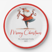Editable Santa Claus Humor Christmas Paper Plates ペーパープレート (正面)