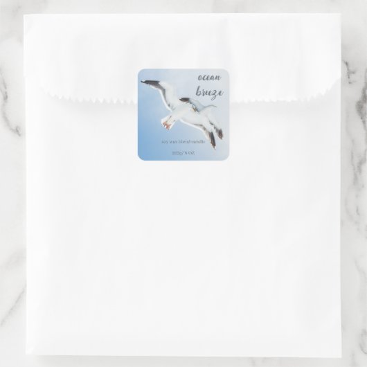 Editable Sea Gulls Ocean Breeze Product スクエアシール (バッグ)