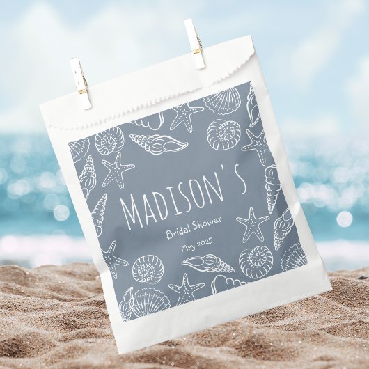 Editable Seashells & Star Fish Coastal Bridesmaid フェイバーバッグ