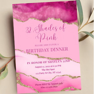 Editable Shades of Pink Invitation, Agate Birthday 招待状