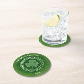 Editable Shamrock St Patricks Day ラウンドペーパーコースター (インサイチュ)
