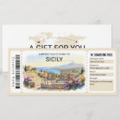 Editable Sicily Trip Boarding Pass Ticket 招待状 (正面/裏面)