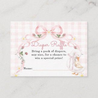 Editable Silly Goose Baby Shower Pink Bow エンクロージャーカード