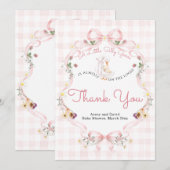 Editable Silly Goose Baby Shower Pink Bow サンキューカード (正面/裏面)